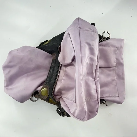 Coach Mia Inlaid C Maggie Leather & Suede Hobo Shoulder Bag, Gray/Silver/Lilac - Picture 16 of 17